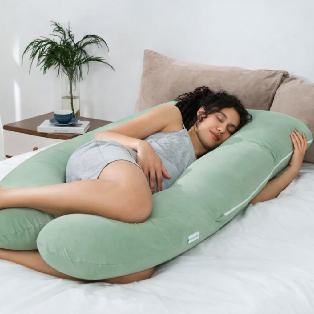 Machine washable removable cover of U shaped maternity pillow being washed for hygiene during pregnancy in India